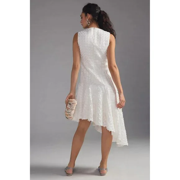 Anthroplogie Eva Franco Textured Asymmetrical Dress w/Floral Sunburst Pattern - Picture 4 of 7